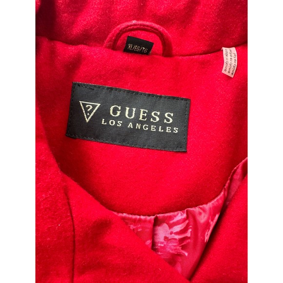 Guess LA Red Wool Blend Double Breasted Military Style Coat Women's Size XL - Picture 2 of 15